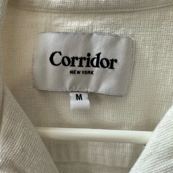 Corridor NYC Men's Hopsack White Casual Button Down Shirt in Medium - Picture 2 of 14